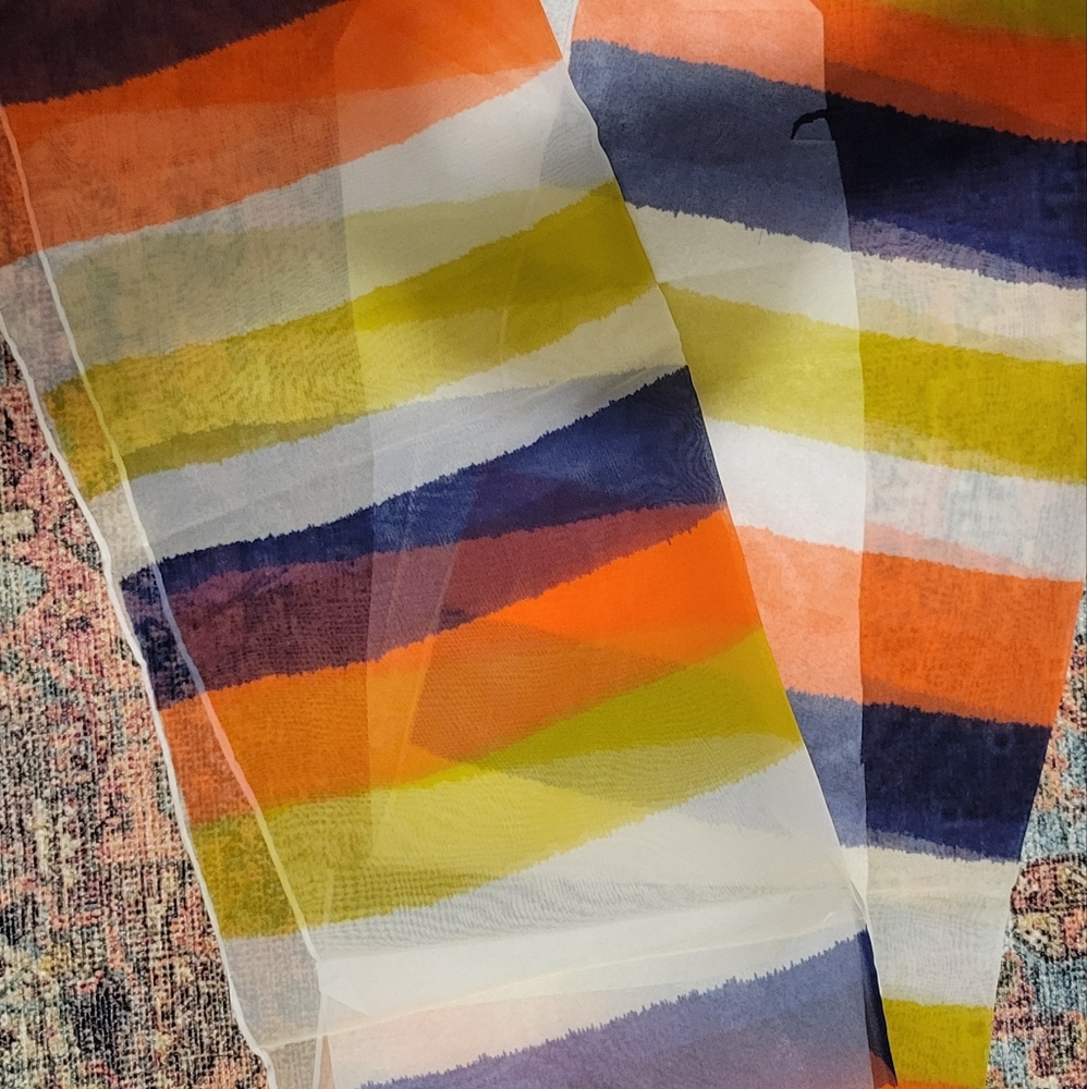 Vintage silk scarf striped 42 X 15